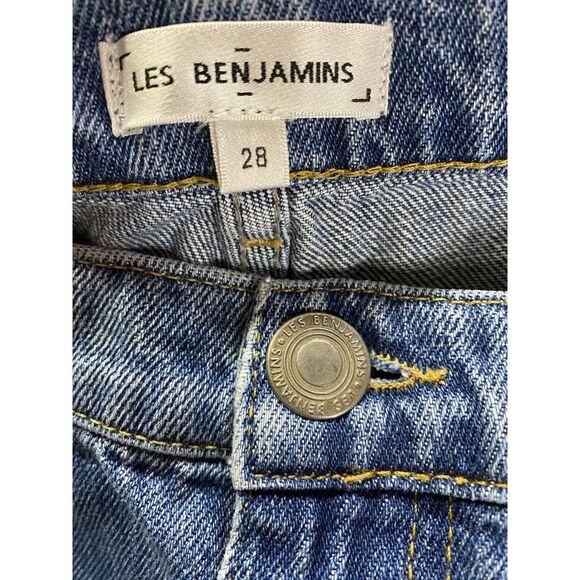 Les‎ Benjamins Denim Jeans Woman's 31x31.5 Tagged (28) Embroidered Spell Out - Picture 11 of 14